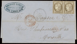 1874, Brief (zonder Inhoud) Gefrankeerd Met Yvert N° 56 (2x) 30c. Brun - Cérès III ° Republiek, Verstuurd Uit Tunis / Tu - Otros & Sin Clasificación