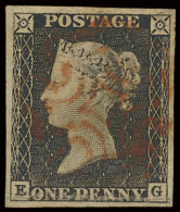 N° 2 1840 - One Penny Black With Red Maltese Cross, Vf (S.G. £375) - Other & Unclassified