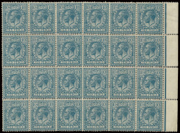 * N° 428 (S.G.) 1924 - 10 Pence Turquoise Blue In Block Of 24, Upper And Lower Rows Of 6 With Hinge, Centre Block Of 8 M - Other & Unclassified