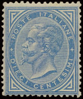 */(**) N° 16 Vittorio Emanuele II 10c. Blauw, Mooi Exemplaar Doch Hergomd, Zm/ntz (Yv. €4.000) - Unclassified