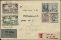 PA 1 En 6,1933 3e Courrier Aéropostal Diekirch-Bruxelles 16/7/1933 Aangetekende Luchtpostbrief, Gefrankeerd Met Luxembou - Other & Unclassified