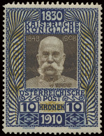 ** N° 135 10K Blauw, Bister En Bruin - 1910, 80e Verjaardag Van Keizer Franz Joseph, Zm (Yv. €450) - Sonstige & Ohne Zuordnung