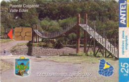 URUGUAY. 327a(b). Tacuarembo - Puente Colgante Valle Eden. 05-2004. CHIP ROJO. (004) - Uruguay