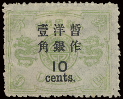 (*) N° 23-III '1897 Surcharge 10 Ca On 9 Ca Light Green' Minor Corner Crease, No Gum, F (Mi € 450) - Other & Unclassified