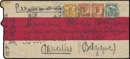 1921 Red Band Registered Cover Franked With Junk Issue 1c., 3c. And 8c. (2x) And Sent From Kiansan To Brussels / Belgium - Autres & Non Classés