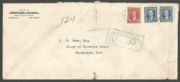 1942 Registered Cover 13c Mufti RPO CDS London To Woodstock Ontario - Storia Postale
