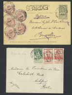 Periode 1869-1926. Oude Verzameling Overwegend Belgische Brieven Met N°30 + Losse Waarden. Oude Duitse Staten, Bezetting - Collections (with Albums)