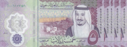 Saudi Arabia 5 Riyals 2020 P-43 POLYMER LOT X5 UNC NOTES - Arabie Saoudite