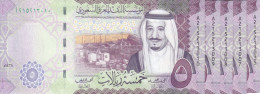 Saudi Arabia 5 Riyal 2017 P38 LOT X5 UNC NOTES - Saudi-Arabien