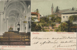 TANZANIA - ZANZIBAR - 2 VIEWS - CHRIST CHURCH CATHEDRAL - ST JOSEPH'S CATHEDRAL - PUB. GOMES - GOOD FRANKING 1906 - Tanzanie