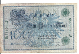 ALLEMAGNE 100 MARK 1908 VF P 34 - 100 Mark