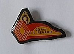 Pin's  Automobiles  RENAULT, 20  Ans  C.E  RENAULT - Renault