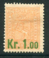 NORWAY 1905 Surcharge 1.00 Kr. On Arms 2 Sk. LHM / *. Michel 62a - Ongebruikt