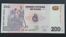 Billete De Banco De CONGO RD - 200 Francs, 2013  Sin Cursar - República Democrática Del Congo & Zaire