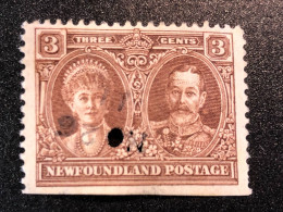 SG 166  3c Brown King George V And Queen Mary With Puncture  FU - 1908-1947