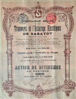 Tramw.et Eclairage Electr.de Saratov -act.de Dividende - 1907 - Ferrocarril & Tranvías