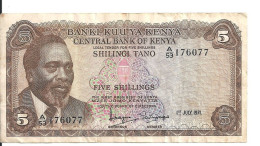 KENYA 5 SHILLINGI 1971 VF P 6 B - Kenia