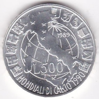 Italie 500 Lire 1989 Mondial De Football 1990, En Argent , KM# 134, UNC Neuve Dans Sa Capsule - 500 Liras