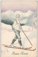 Bonne Année Skieur Ski Sport D'hiver Suisse 1921 - Sport Invernali