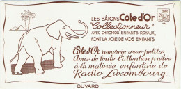 Buvard : Chocolat COTE D'OR. Eléphant & Pyramides. A L'occasion De La Matinée Infantine De Radio Luxembourg. - Cacao