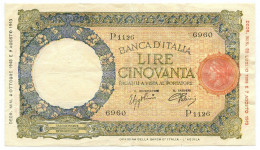 50 LIRE CAPRANESI LUPA CAPITOLINA MARG. STRETTO RETRO BI RSI 08/10/1943 BB+ - Regno D'Italia - Altri