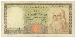 50000 LIRE B. D'ITALIA LEONARDO DA VINCI SERIE SOSTITUTIVA 03/07/1967 MB/BB - Sonstige & Ohne Zuordnung