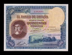 España Spain 500 Pesetas Hernán Cortez 1935 Pick 89 Sc Unc - 500 Pesetas