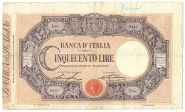 500 LIRE BARBETTI GRANDE C MATRICE LATERALE TESTINA DECRETO 09/09/1920 MB+ - Andere