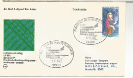 ALEMANIA PRIMER VUELO FRANKFURT MELBOURNE AUSTRALIA 1977 LUFTHANSA - First Flight Covers