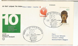 ALEMANIA PRIMER VUELO FRANKFURT BUDAPEST HUNGRIA  1977 LUFTHANSA - First Flight Covers