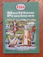 Carte Routière ESSO Maritime Provinces Harness Horse Racing Course Chevaux Peche Danse Peintre 1956 Canada - Strassenkarten
