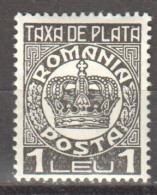 Rumänien; Portomarken; 1932/8; Michel 69 **; 1 Leu, Thronbesteigung - Portofreiheit