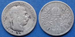 AUSTRO-HUNGARIAN EMPIRE - Silver 1 Corona 1901 KM# 2804 Franz Joseph I Monetary Reform (1892-1916) - Edelweiss Coins - Autriche