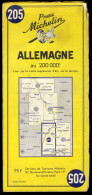 Carte Routière N° 205 Du Pneu Michelin - Allemagne - 11,5 X 25 Cm  - 1957 - Strassenkarten