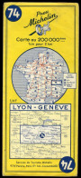 Carte Routière N° 74 Du Pneu Michelin - Lyon Genève - 11,5 X 25 Cm  - 1963 - Roadmaps