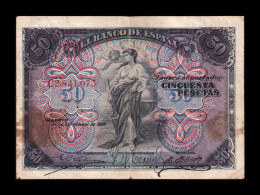 España Spain 50 Pesetas Alegorias 1906 Pick 58a Serie C Bc/Mbc F/Vf - 50 Pesetas