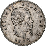 Italie, Vittorio Emanuele II, 5 Lire, 1873, Milan, Argent, TB+, KM:8.3 - 1861-1878 : Victor Emmanuel II