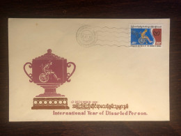 BURMA MYANMAR FDC COVER 1981 YEAR DISABLED PEOPLE HEALTH MEDICINE - Myanmar (Burma 1948-...)