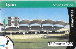 CARTE-PUCE-PUBLIC-F875-120U-SC7-06/98-LYON-STADE DE FOOT-V°N° Rge Etroit Série C85124800-UTILISE-TBE- - 1998