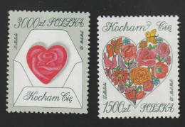 A 605) POLEN 1993 Mi# 3433,3432 **: Grußmarken Herzen, Kocham Cie Ich Liebe Dich - Unused Stamps