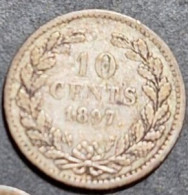 1897 Pays-Bas Netherlands Silver 10 Cents - 10 Centavos