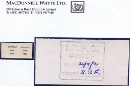 Ireland Political 1971 IRPO Proof Overprint For Support SF, Type Used On NI Regional 2½p, Backstamped And Initialled - Other & Unclassified