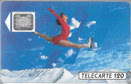 CARTE-PUCE-PUBLIC-F145Ba-120U-SC5 -Trou 7-02/91-5Imp 24082-PATINEUSE 1-UTILISE-TBE - 1991