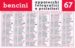 Calendarietto - Bencini - Apparecchi Fotografici - Anno 1967 - Tamaño Pequeño : 1961-70