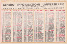 Calendarietto - Centro Informazioni Universitarie - Genova - Anno 1967 - Tamaño Pequeño : 1961-70
