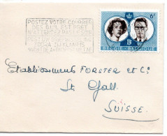 74257 - Belgien - 1960 - 6F Kgl Hochzeit EF A Bf BRUXELLES - ... -> Schweiz - Lettres & Documents