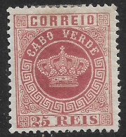 Cabo Verde – 1877 Crown Type 25 Réis Mint Stamp - Islas De Cabo Verde