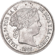 Monnaie, Espagne, Isabel II, 40 Centimos, 1866, Madrid, TTB+, Argent, KM:628.2 - Primi Conii