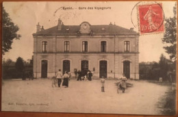 Cpa 24 Dordogne Eymet La Gare, Animée, Extérieur, éd Tourette, Circulé En 1907 - Eymet