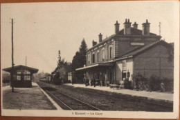 Cpa 24 Dordogne Eymet La Gare, Animée, Quais Locomotive Train, Circulé En 1925 - Eymet
